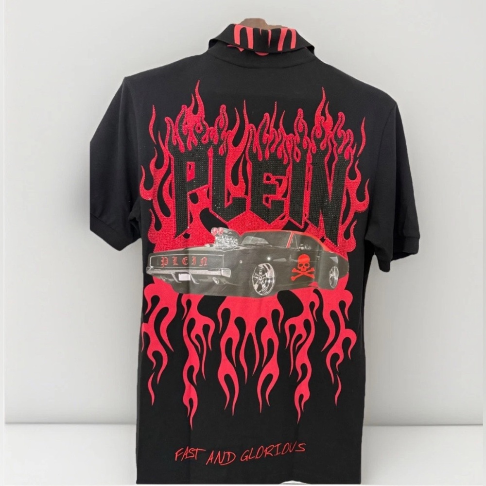 philipp plein Polo Shirt Cristals SS Size M NWT $530 - Picture 3 of 16